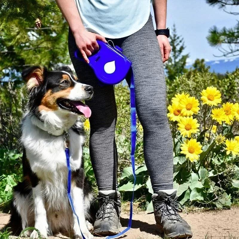 Trela forte multifuncional para cães de estimação com tigela de garrafa de água embutida