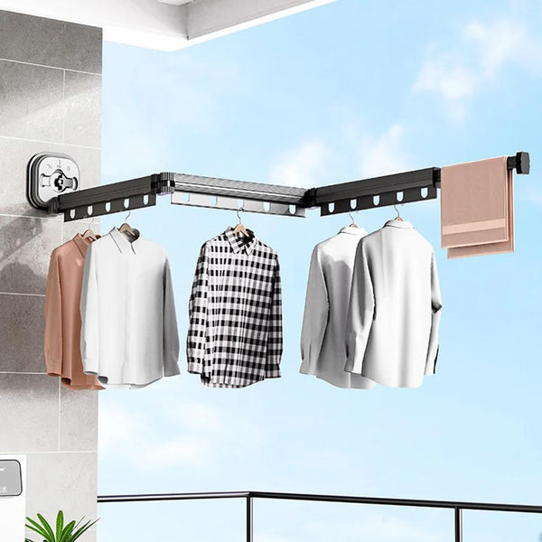 Rack de secagem montado na parede de alumínio retrátil 3/2/1 com ventosa dobrável para roupas