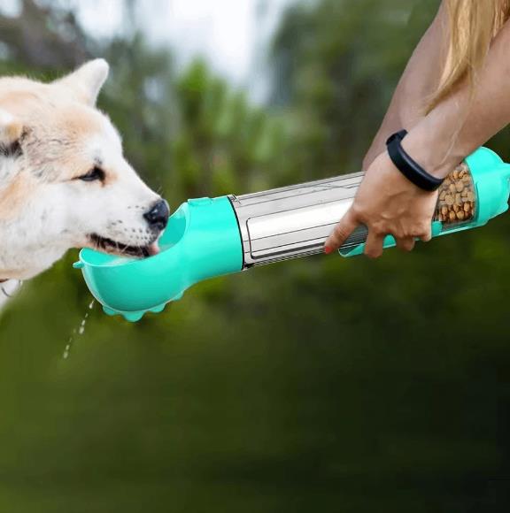 Comedouro portátil para garrafa de água para cachorro 3 em 1