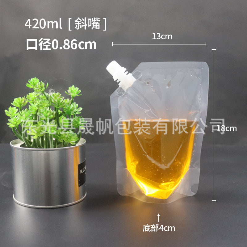 Saco de boca de sucção saco de cerveja transparente saco de remédio saco de líquido descartável saco de bebidas auto-suficiente sub-saco de viagem saco de leite de soja