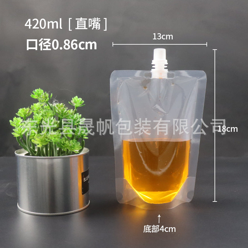 Saco de boca de sucção saco de cerveja transparente saco de remédio saco de líquido descartável saco de bebidas auto-suficiente sub-saco de viagem saco de leite de soja