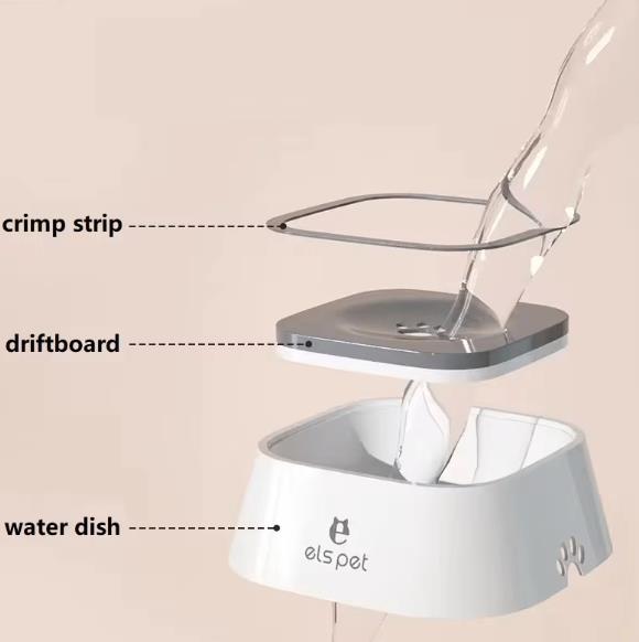Tigela de água potável para cães, dispensador de água potável flutuante e não molhante